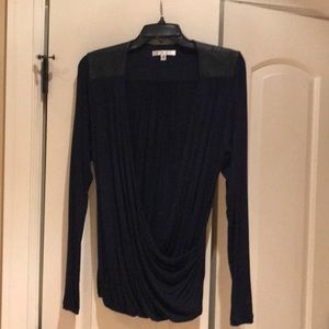 Cabi top with faux leather details